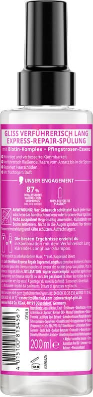 Acondicionador Reparación Exprés GLISS Largo Seductor 200 ml