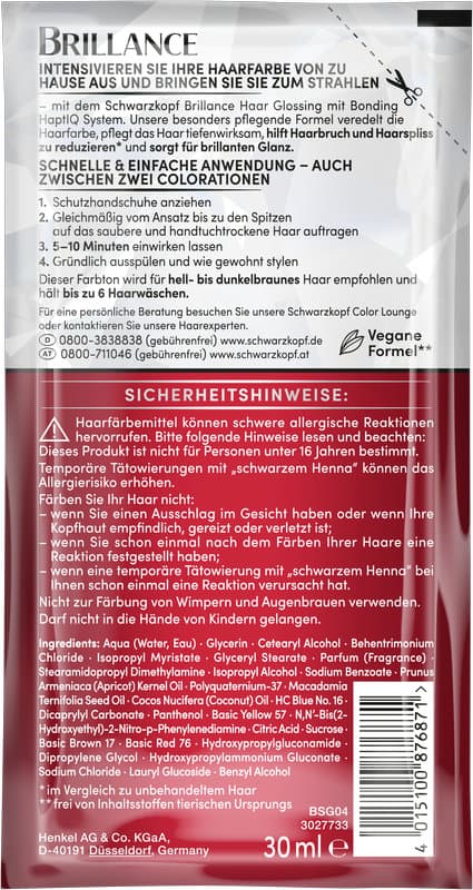 Schwarzkopf BRILLANCE Glanz-Behandlung Haar Glossing Sachet