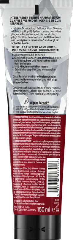 Schwarzkopf BRILLANCE Glanz-Behandlung Haar Glossing 