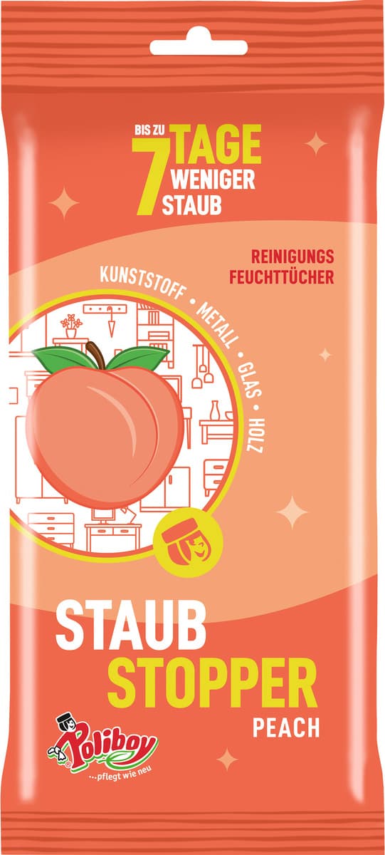 POLIBOY Staubstopper Feuchttücher Peach