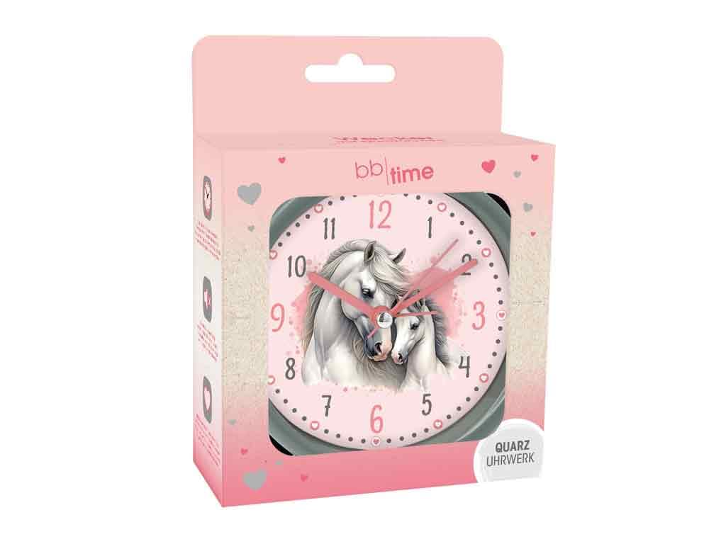 Wecker mit Quarzuhrwerk Pferde grau