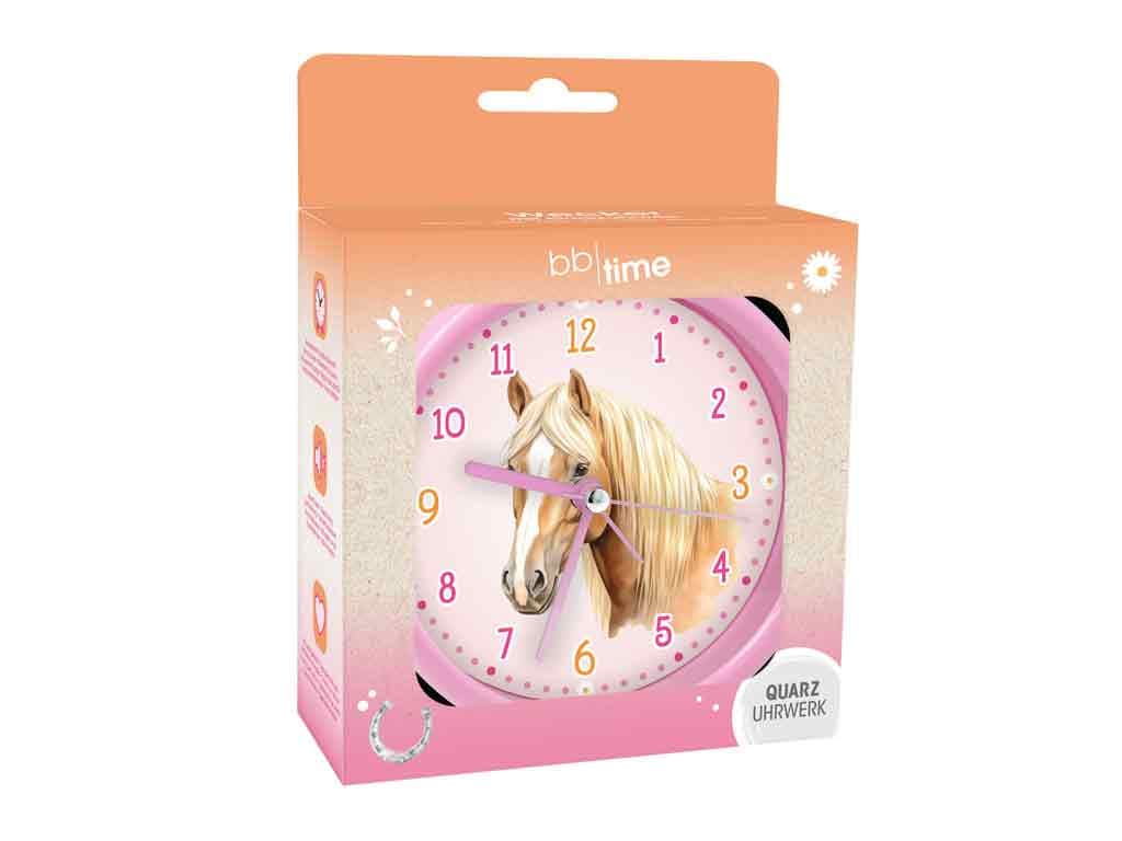 Wecker mit Quarzuhrwerk Pferde rosa