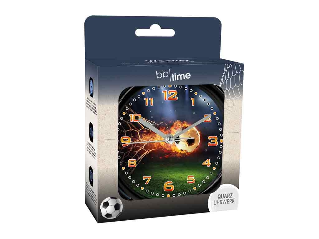 Wecker mit Quarzuhrwerk Fußball schwarz