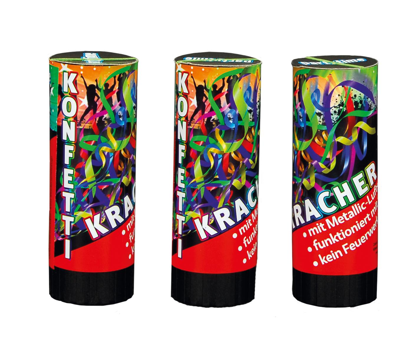 PARTYTIME BOOM - Luftschlangen Glitzer-Kracher 10 cm, 3er Pack