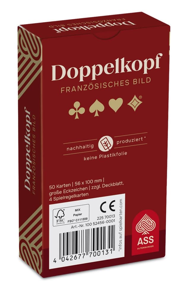 Baraja Alemana Doppelkopf De ASS Altenburger – 48 Cartas + 2 Comodines, Ideal Para 2-8 Jugadores, Partidas De 5 Minutos