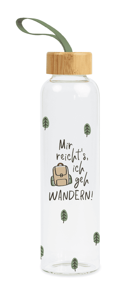 GRAFiK WERKSTATT Glastrinkflasche Wandern!