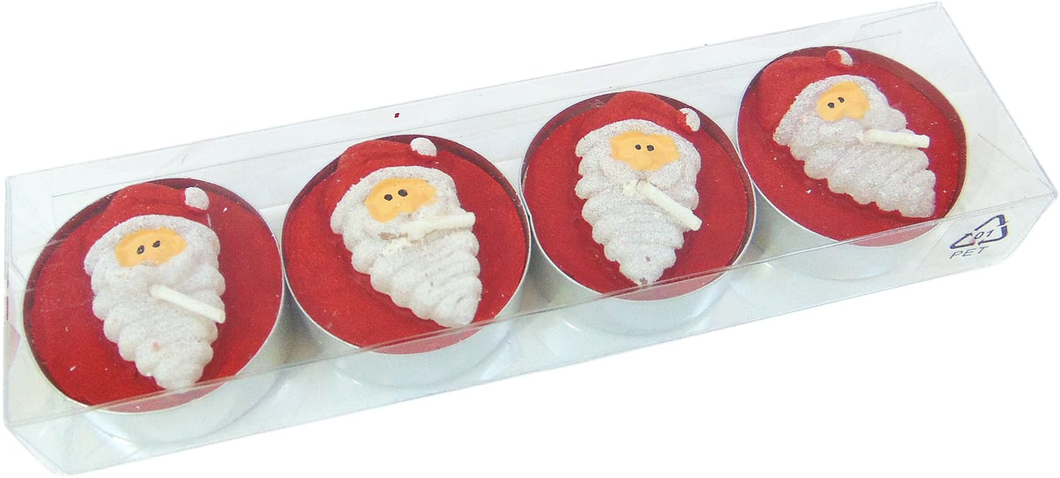 Teelichter Weihnachtsmann 4er Pack
