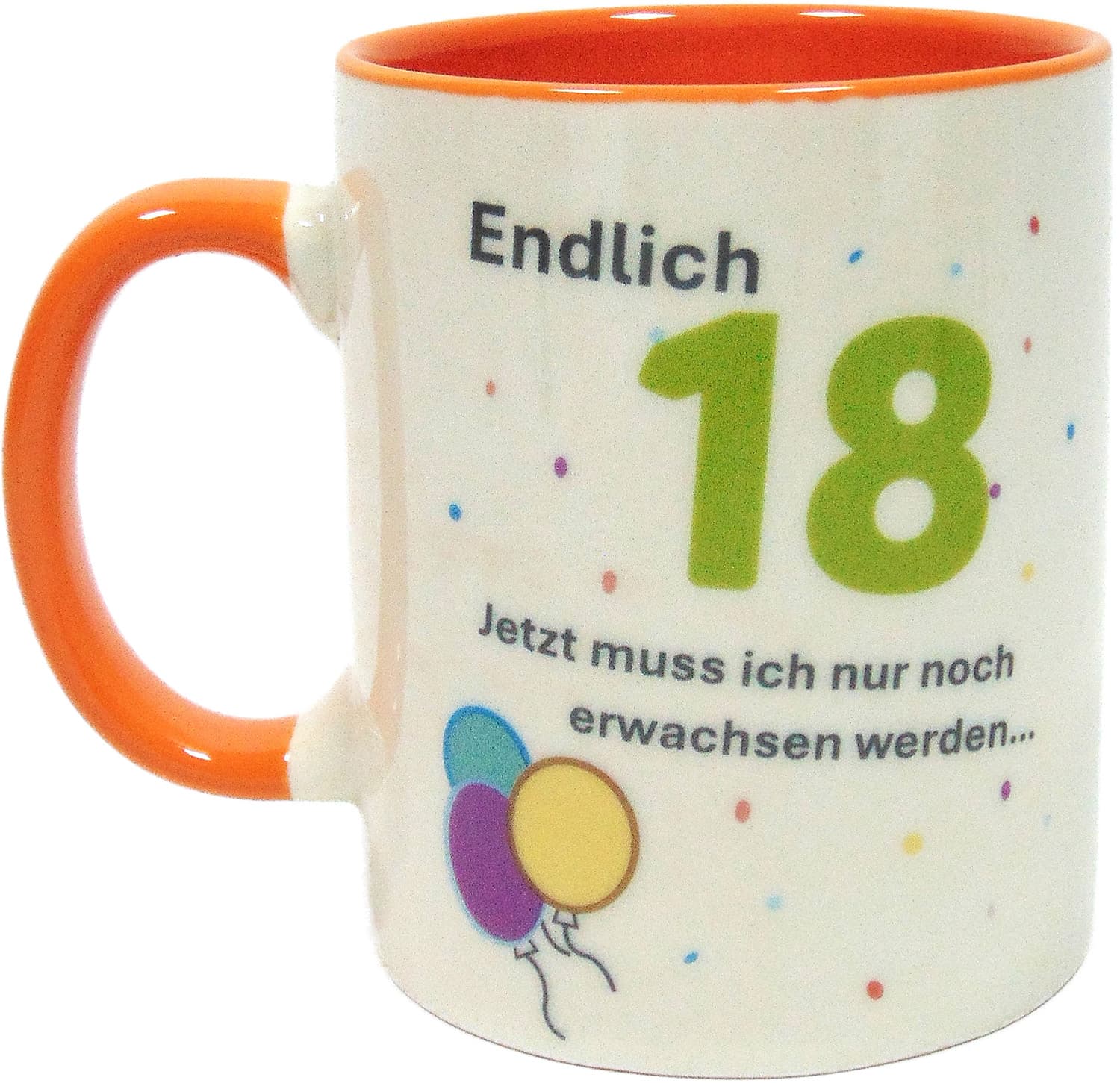 Becher mit Spruch zum 18. Geburtstag