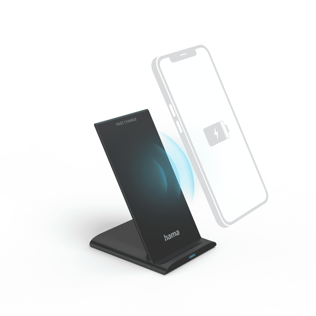 HAMA Wireless Charger "QI-FC10S", 10 W, kabelloses Smartphone-Ladepad, Schwarz