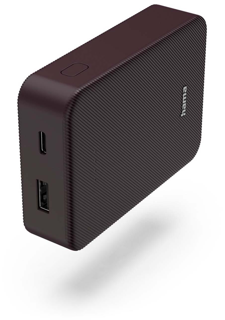 HAMA Power Pack "Colour 10", 10000mAh, 2 Ausgänge: USB-C, USB-A, Pflaume