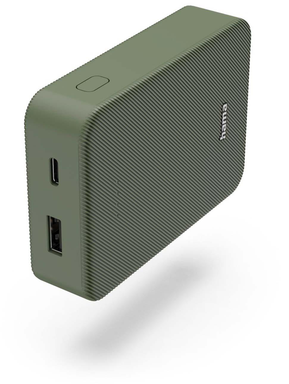 HAMA Power Pack "Colour 10", 10000mAh, 2 Ausgänge: USB-C, USB-A, Grün