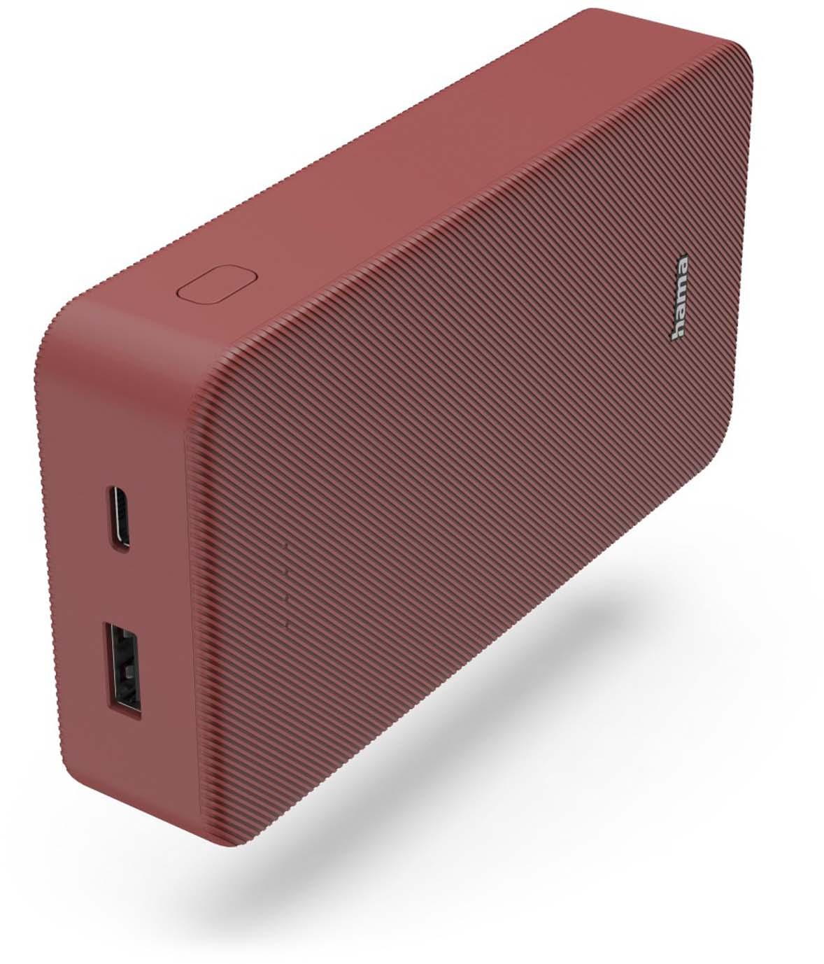 HAMA Power Pack "Colour 20", 20000mAh, 2 Ausgänge: USB-C, USB-A, Rot
