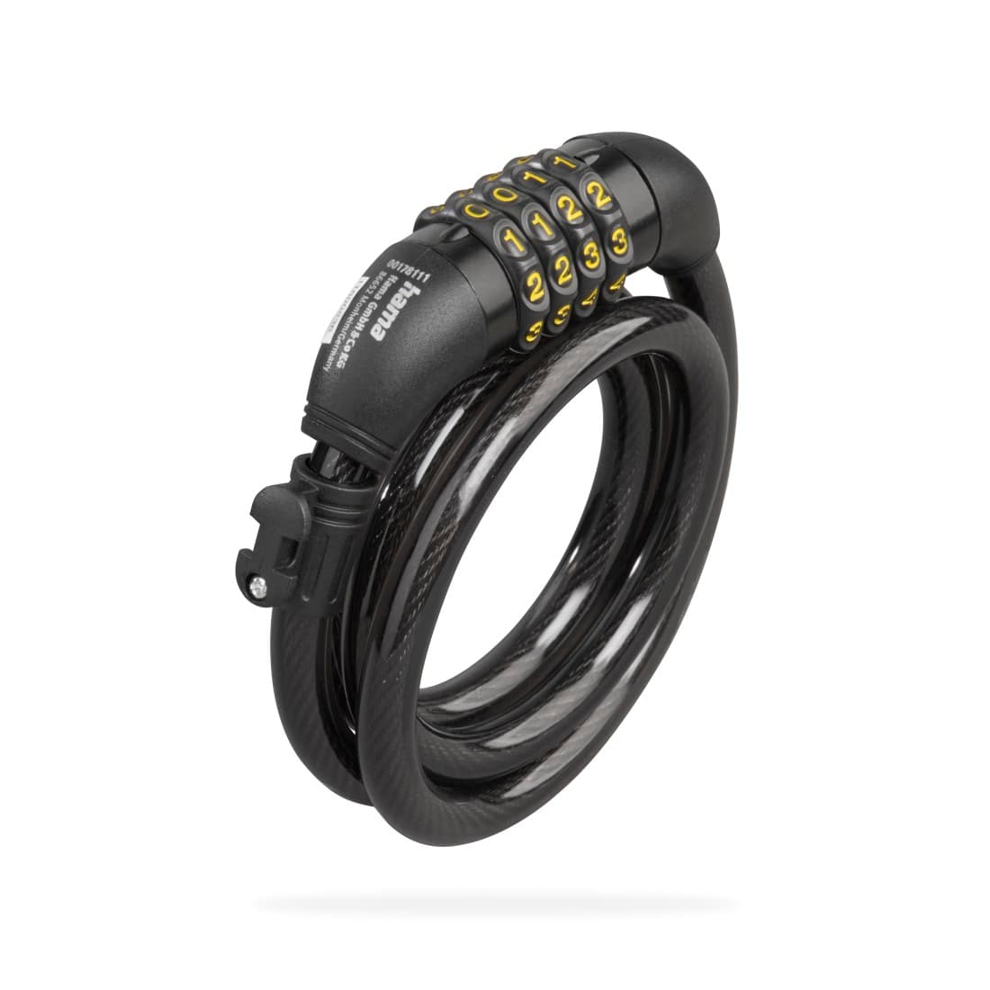 HAMA Fahrrad-Zahlenspiralschloss, 120 cm, Schwarz