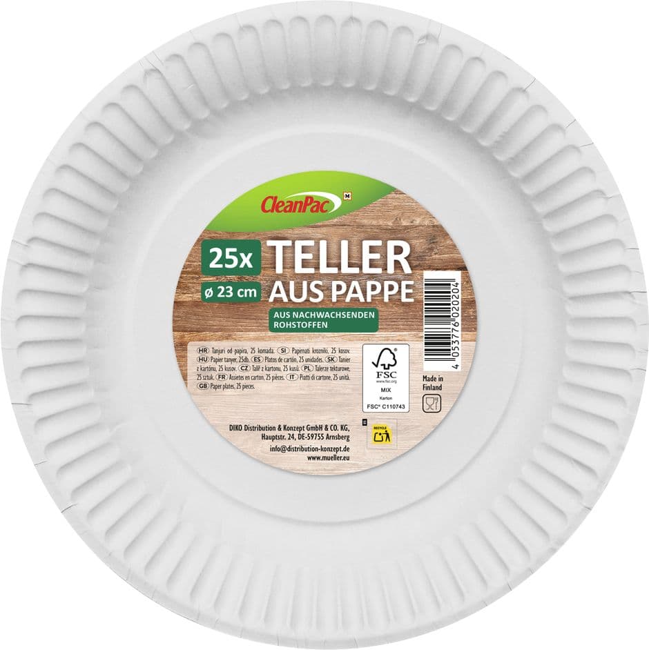 CleanPac nature Teller aus Pappe Ø23cm