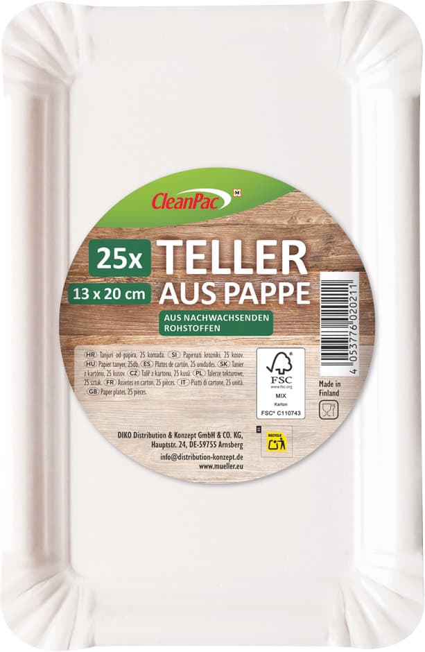 CleanPac nature Teller aus Pappe 13x20cm