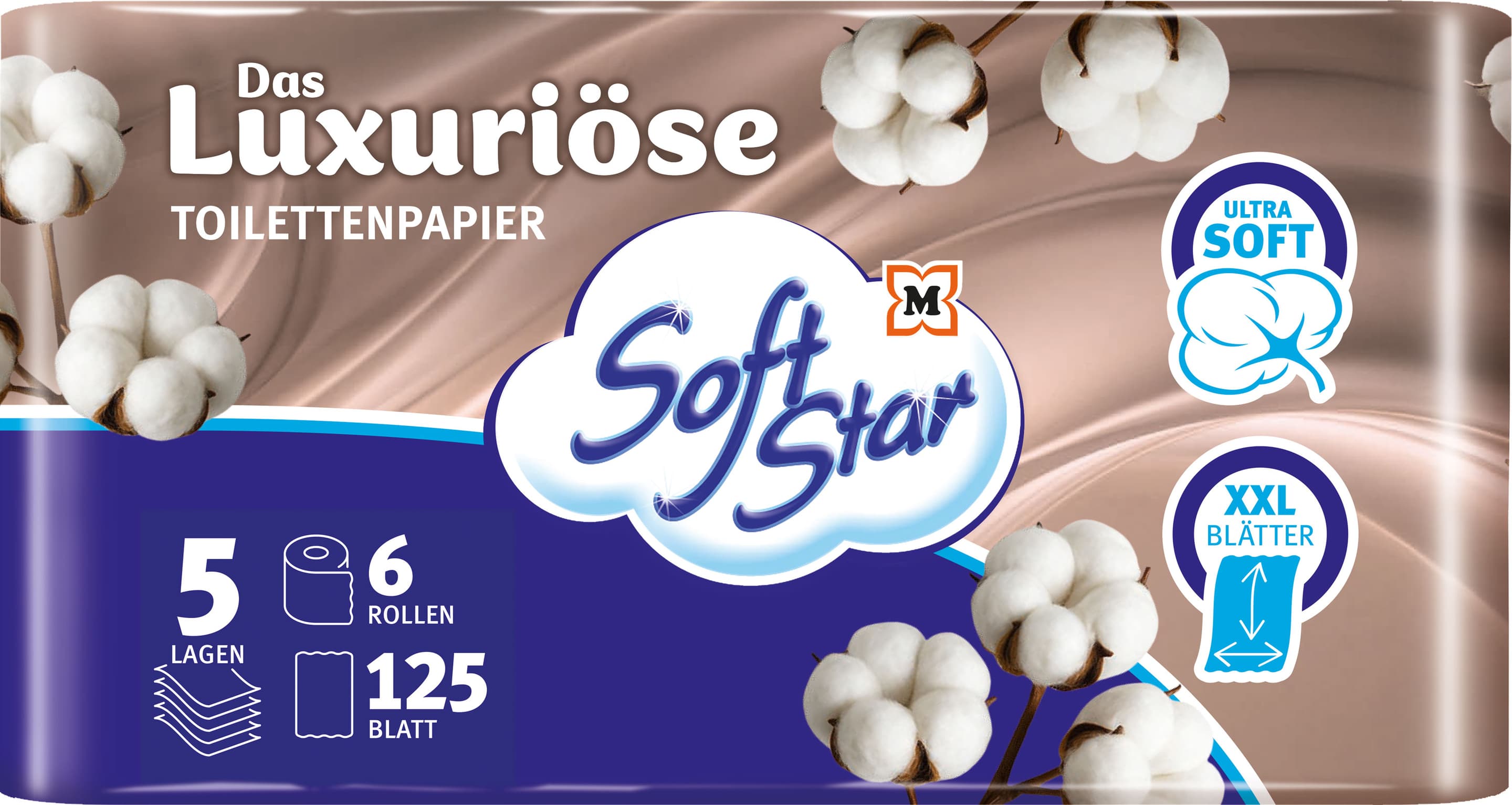 SoftStar Toilettenpapier Das Luxuriöse 5-lagig 6x125 Blatt  