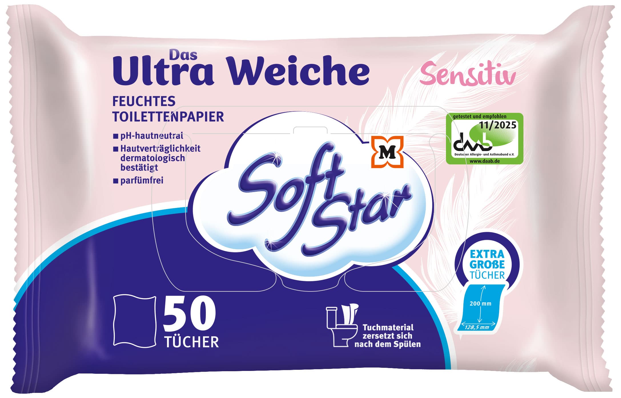 SoftStar Feuchtes Toilettenpapier Das Ultra Weiche 50 Stück 