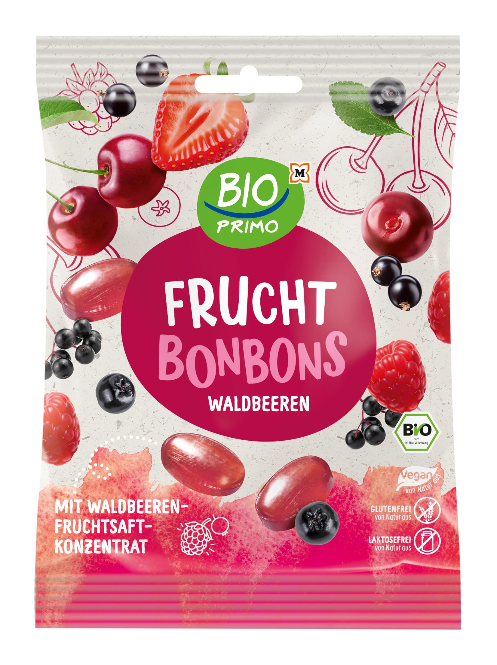 BIO PRIMO Bio Fruchtbonbons Waldbeere