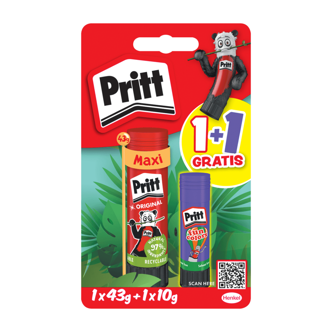 Pritt BTS Klebestifte 1+1 Gratis 1x43g + 1x10g Fun Color Lila