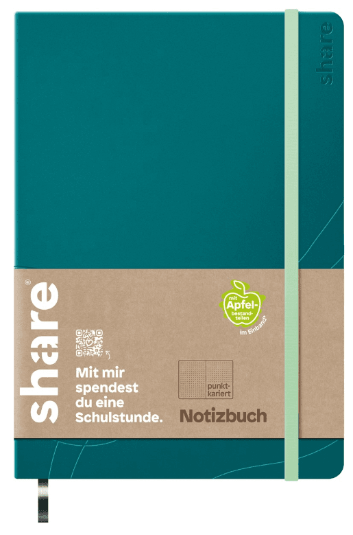 SHARE Notizbuch A5 punktkariert Petrol