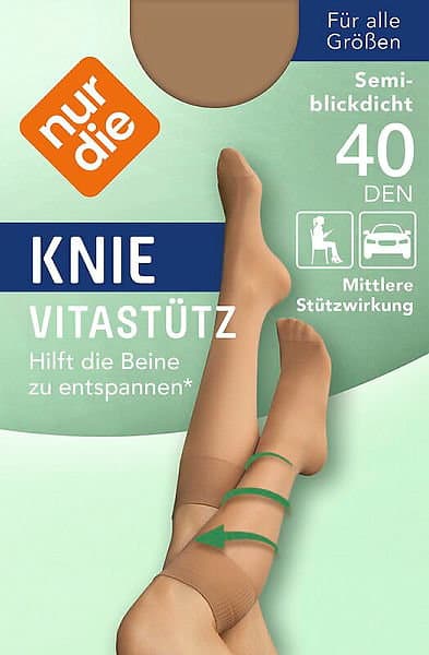 NUR DIE Damen Kniestrümpfe Vitastütz DEN 40