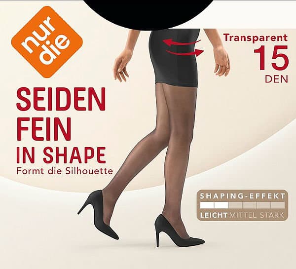 NUR DIE Damen Feinstrumpfhose Seidenfein In Shape 15 DEN
