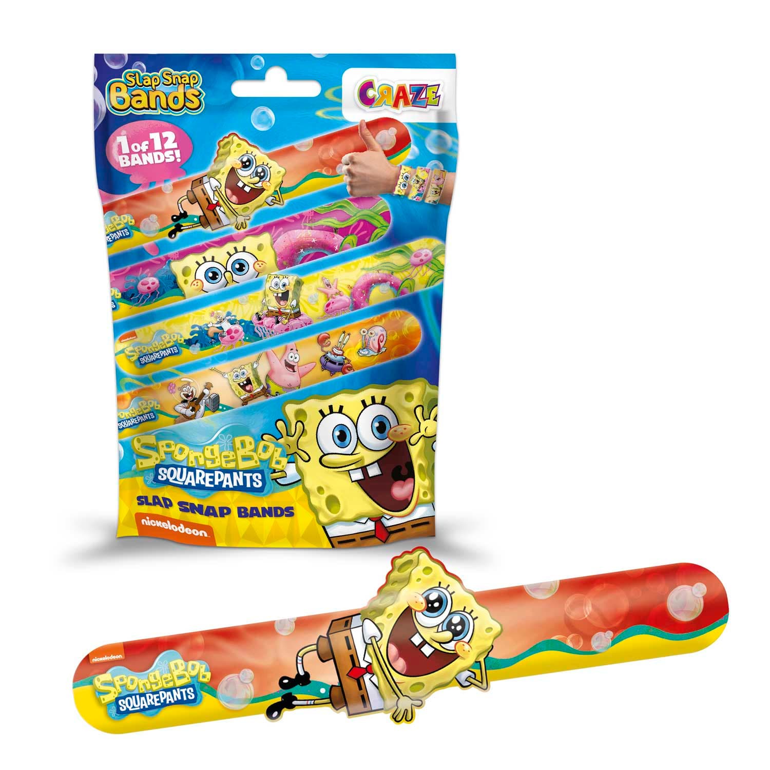 CRAZE - SLAP-SNAP-BANDS SPONGEBOB, 1 Stück, sortiert