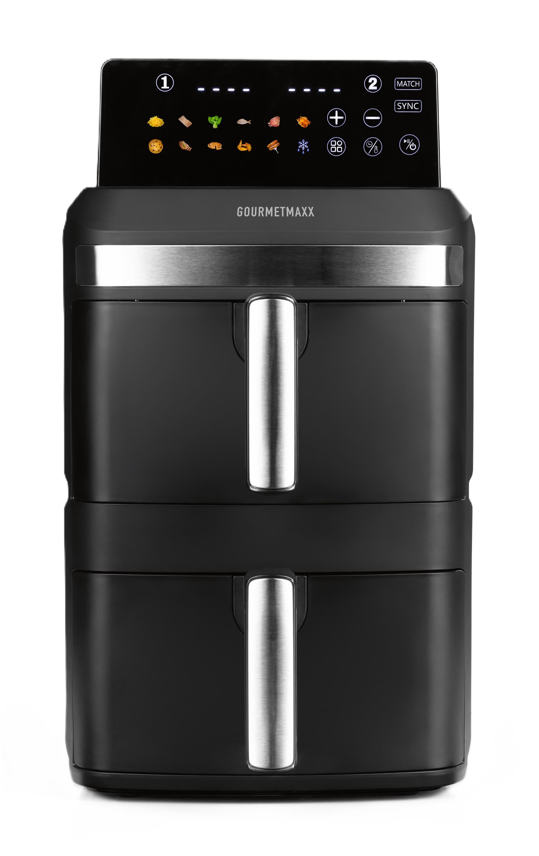 GOURMETMAXX Heißluftfritteuse FryUp XL Vertikale Doppelkammer 12l