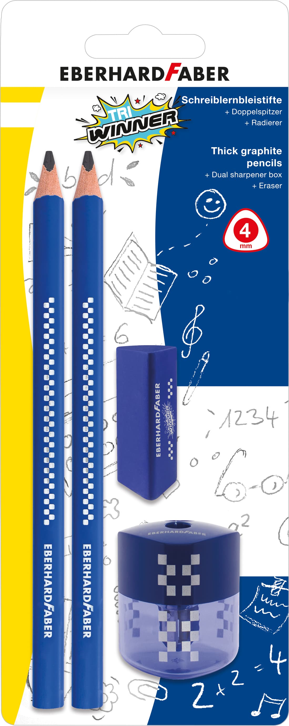 EBERHARD FABER Bleistift TRI Winner+Spitzer+Radierer
