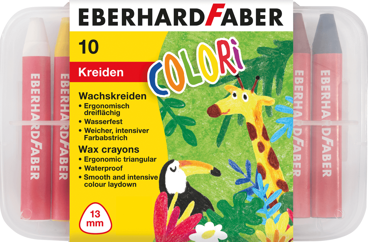 EBERHARD FABER Wachsmalkreiden COLORI dreiflächig 10 Kreiden