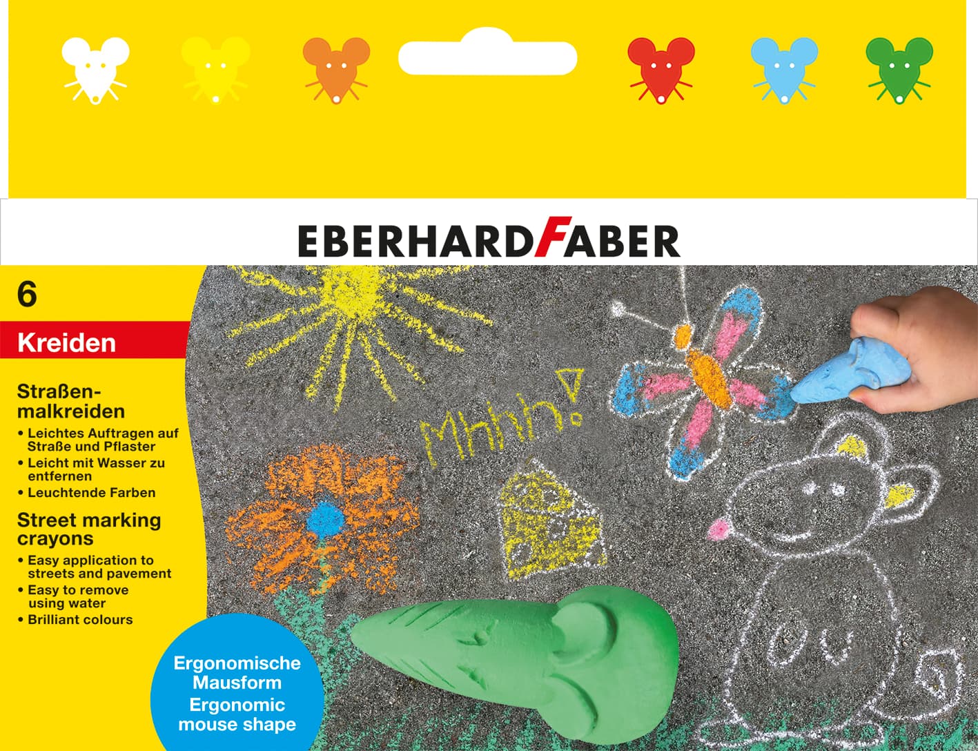 EBERHARD FABER Straßenmalkreide Maus 6er Kartonetui