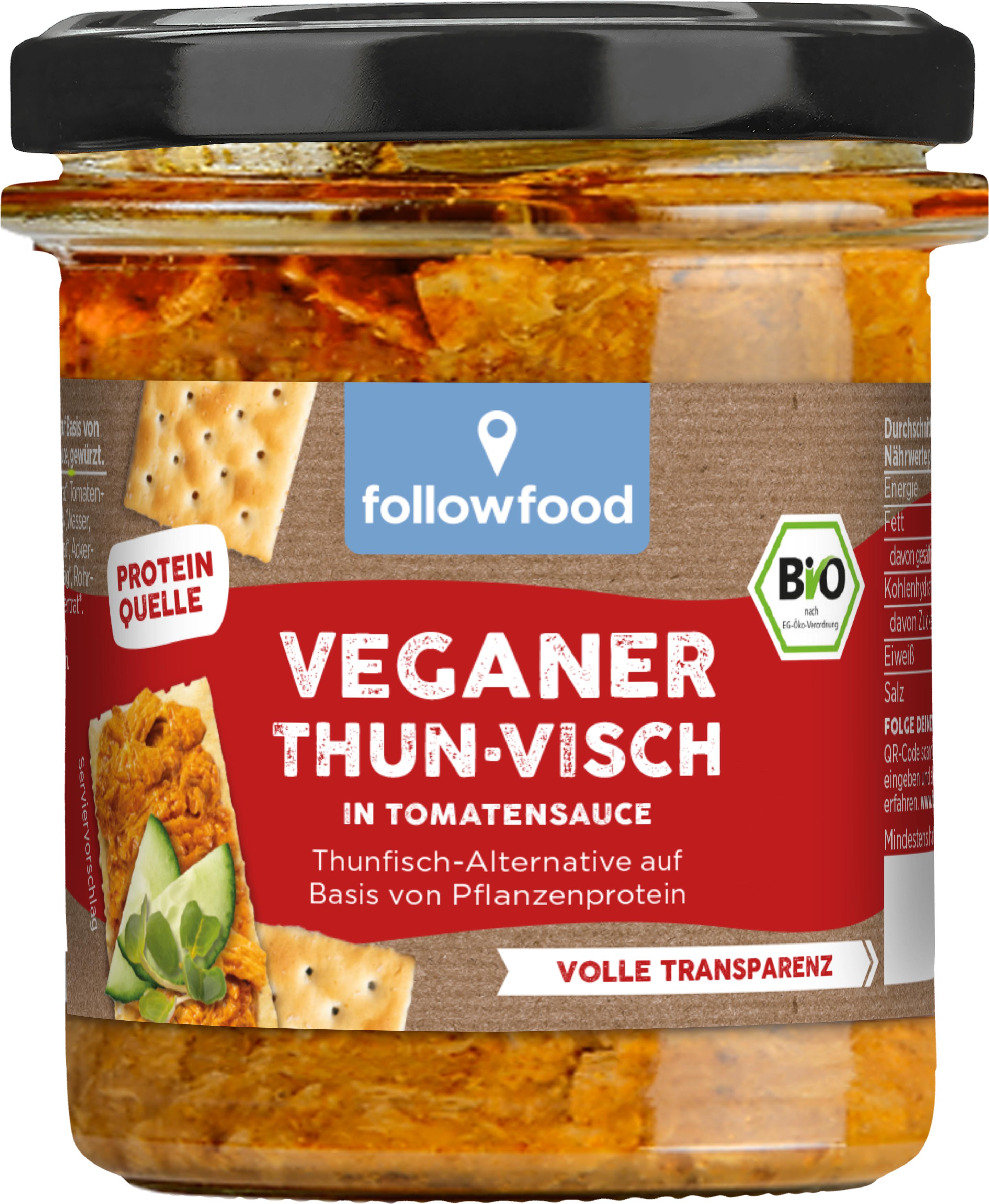 followfood Bio Veganer Thunvisch Thunfisch-Alternative in Tomatensauce