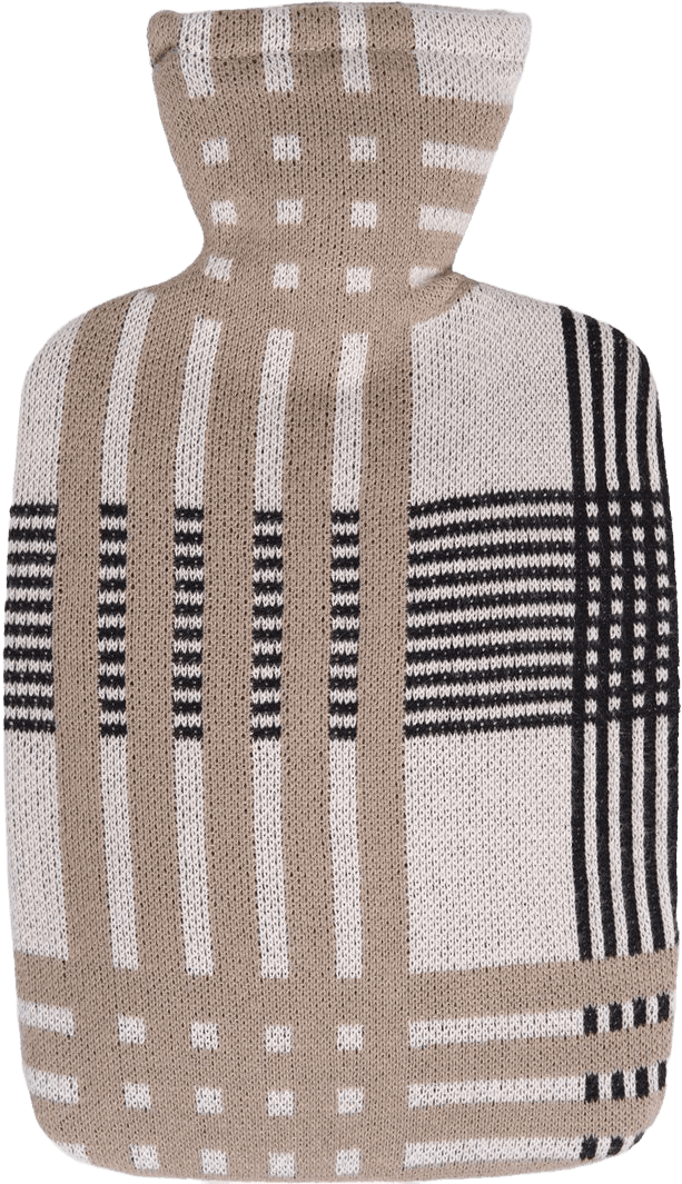 Hugo Frosch Wärmflasche Klassik Plant Karo 1,8l mit Bio-Strickbezug