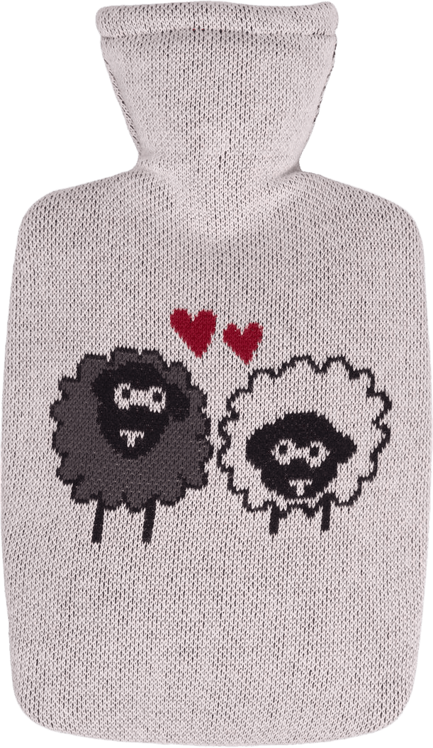 Hugo Frosch Wärmflasche Klassik Plant Schäfchen 1,8l mit Bio-Strickbezug