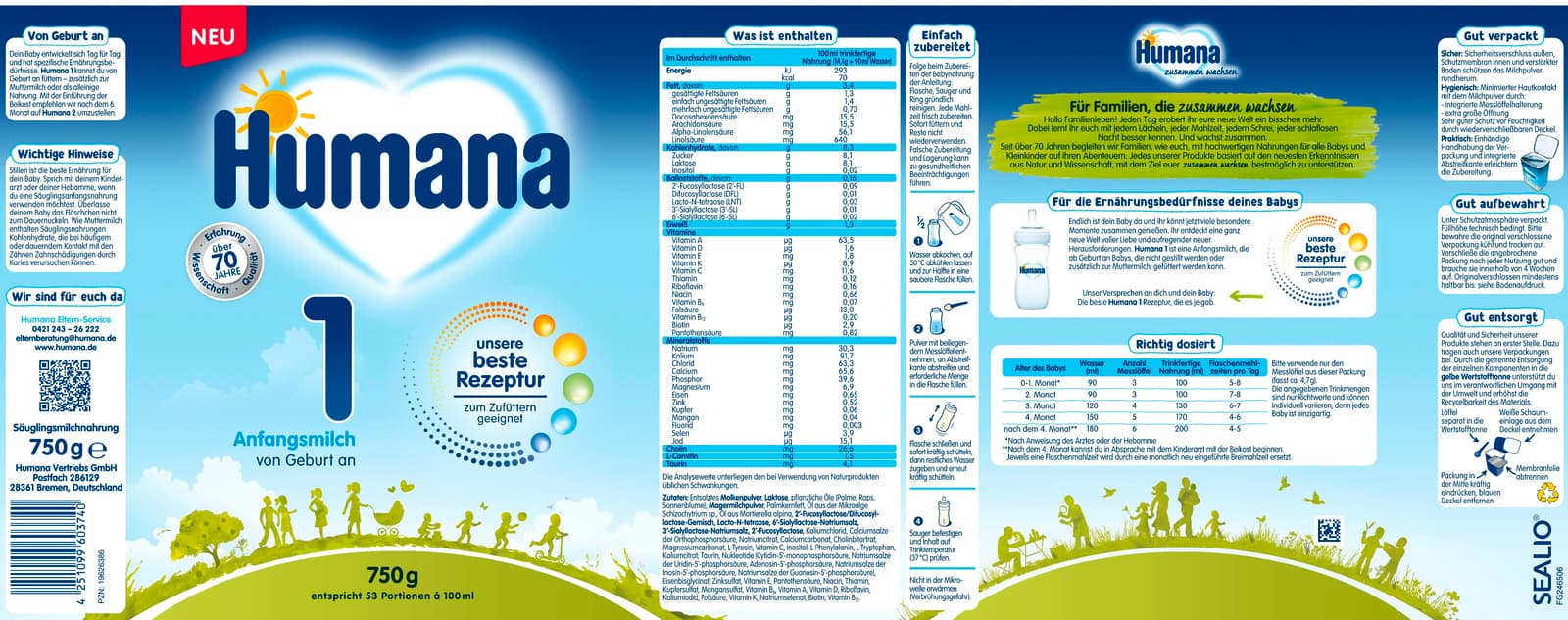 Produktbild Humana Anfangsmilch 1 5HMO  2 von 2