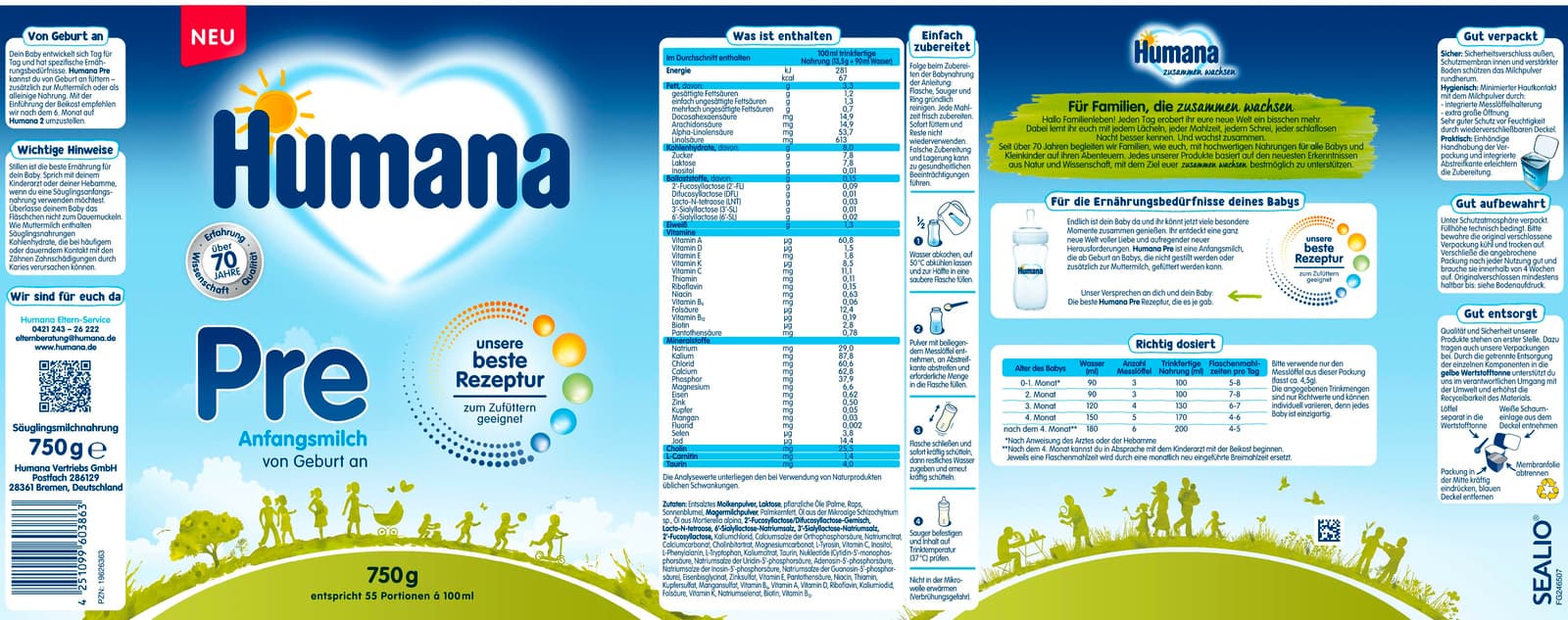 Produktbild Humana Anfangsmilch PRE 5HMO  3 von 8