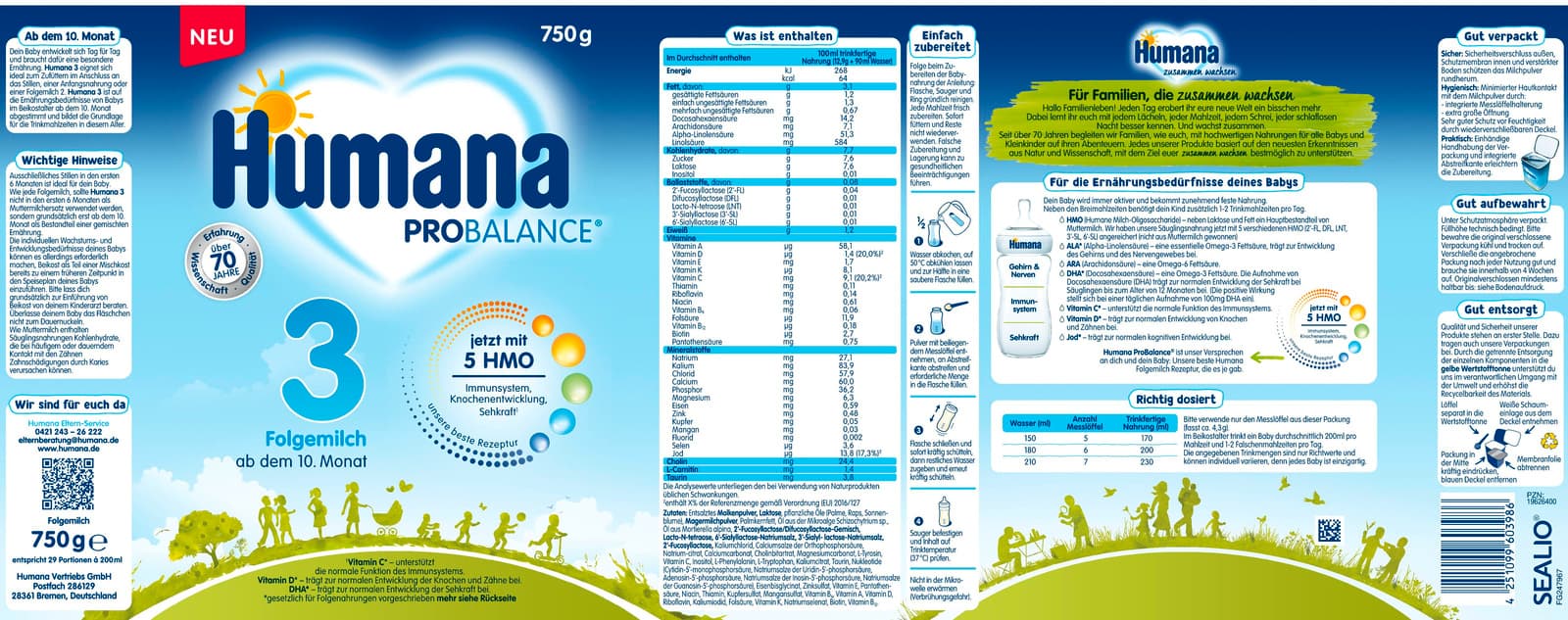 Produktbild Humana Folgemilch ProBalance 3 5HMO  2 von 2