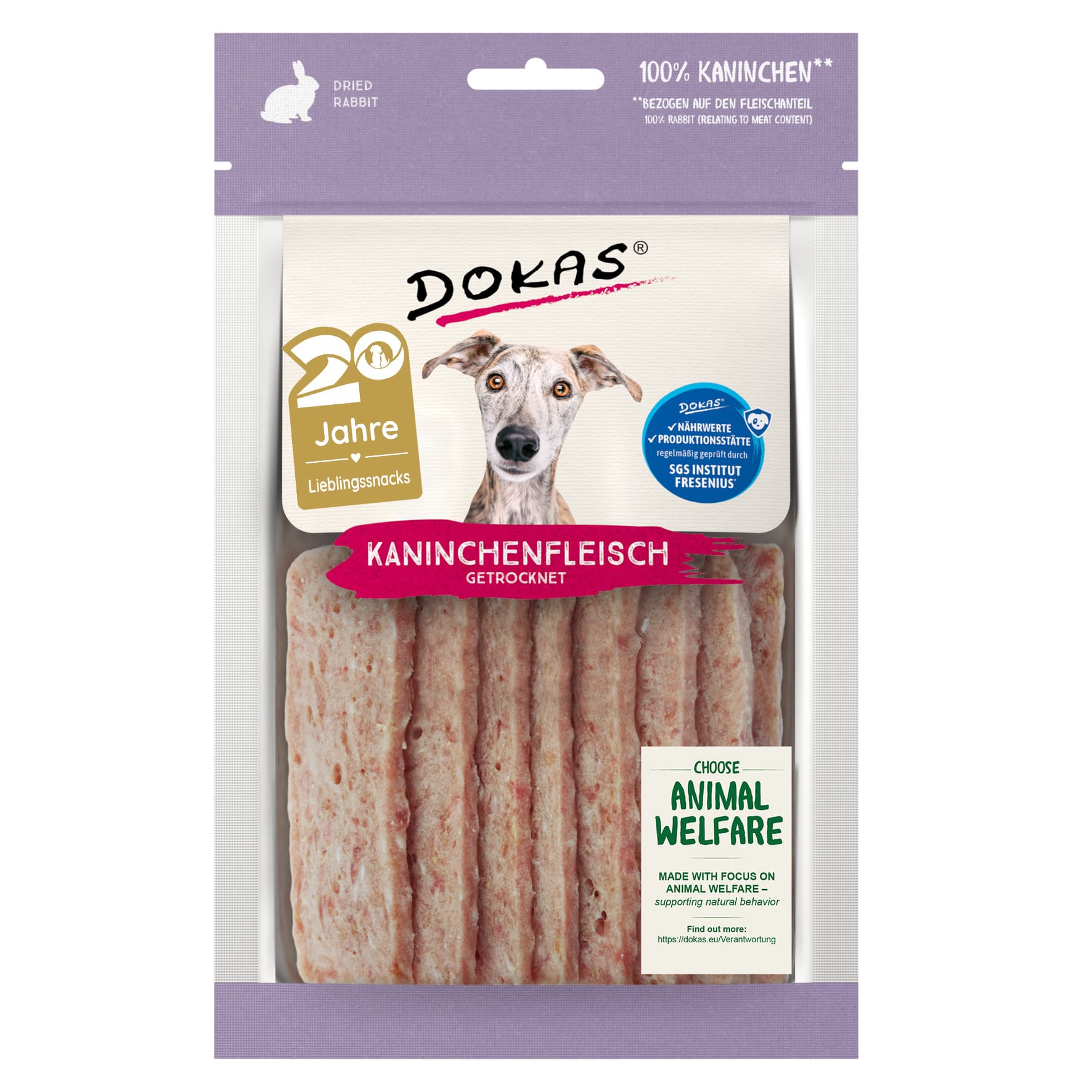 Dokas Hundesnack Kaninchenfleisch getrocknet