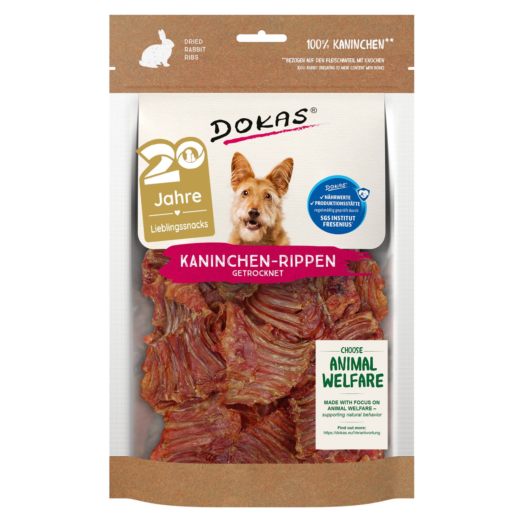 Dokas Hundesnack Kaninchen-Rippen mit Fleich