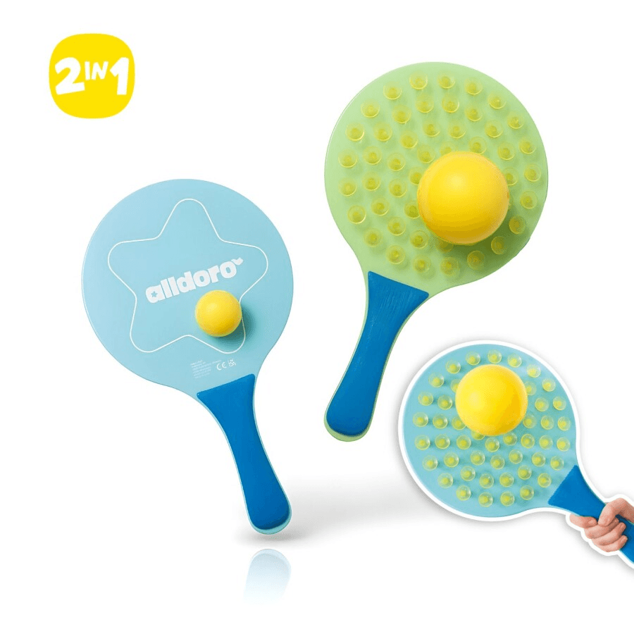 alldoro Stick Play Beachball Set – Soft-Beachball-Spiel mit Klett-Sticks & Ball, Outdoor Strand- & Gartenspiel ab 3 Jahren