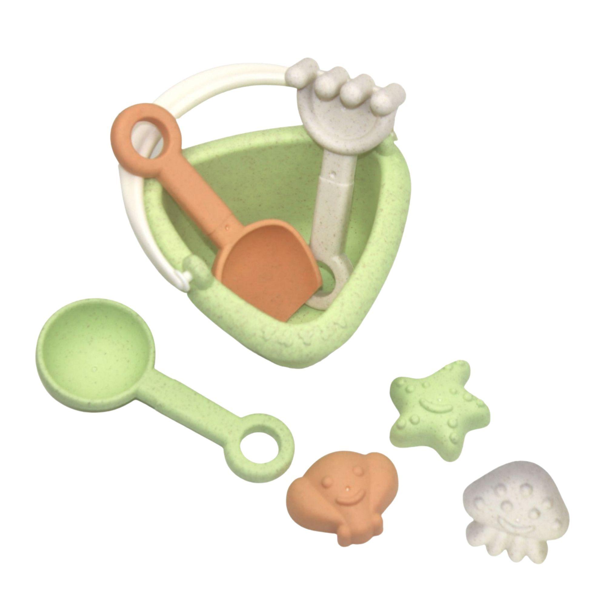 alldoro 60175 - Mini Sandspielzeug, 7-teiliges Set mit Eimer, ecofriendly