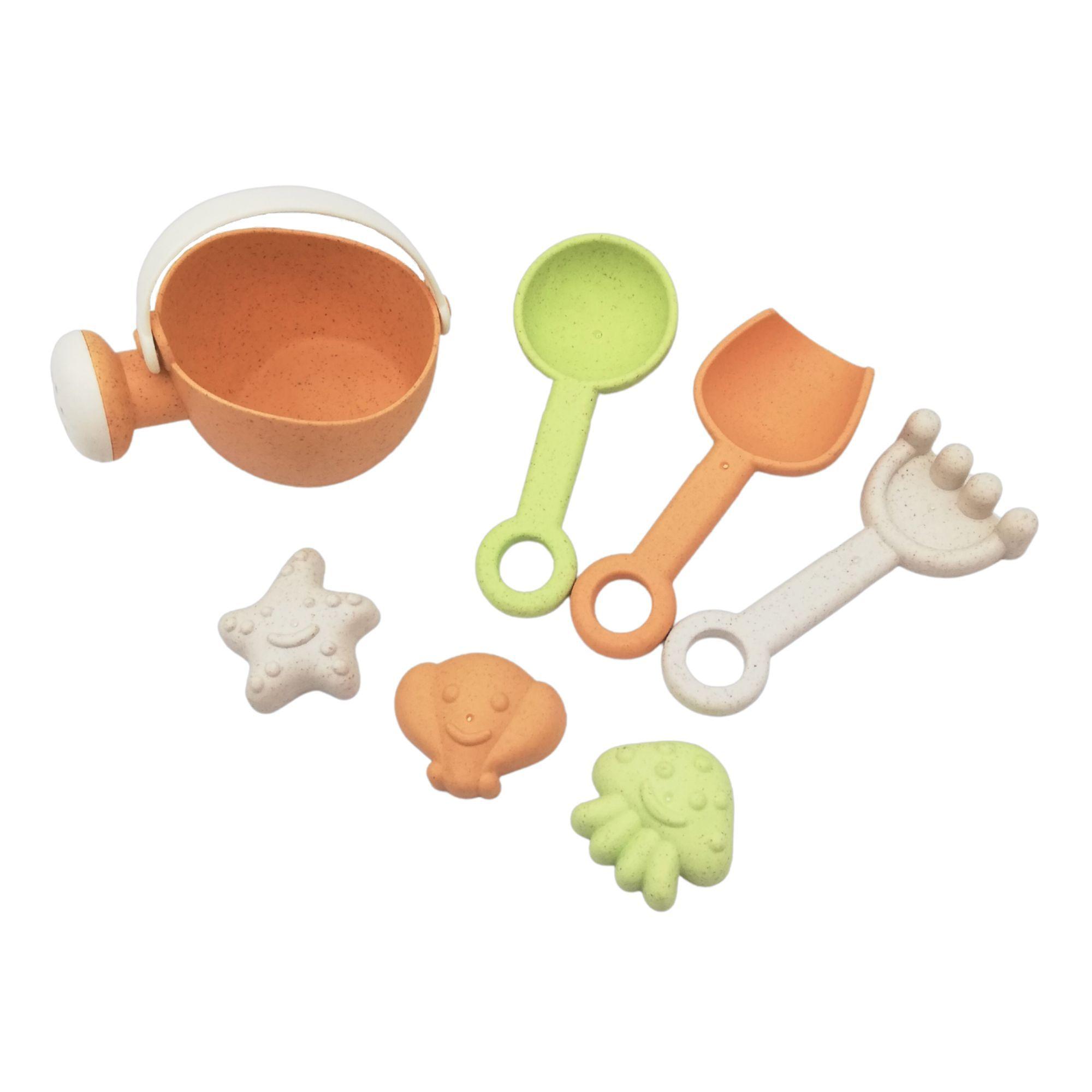 alldoro 60176 - Mini Sandspielzeug, 7-teiliges Set mit Gießkanne, ecofriendly
