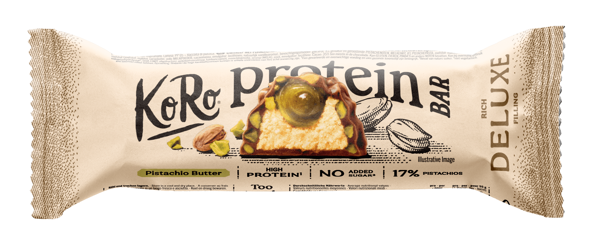 KoRo Protein Bar Deluxe with Pistachio Butter