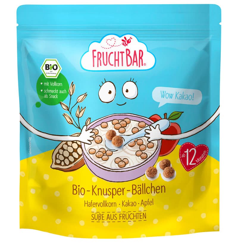 FruchtBar Bio Knusper Bällchen Hafervollkorn Kakao Apfel
