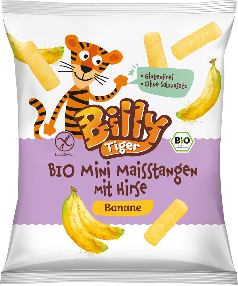 Billy Tiger BIO Mini Maisstangen mit Hirse und Banane 