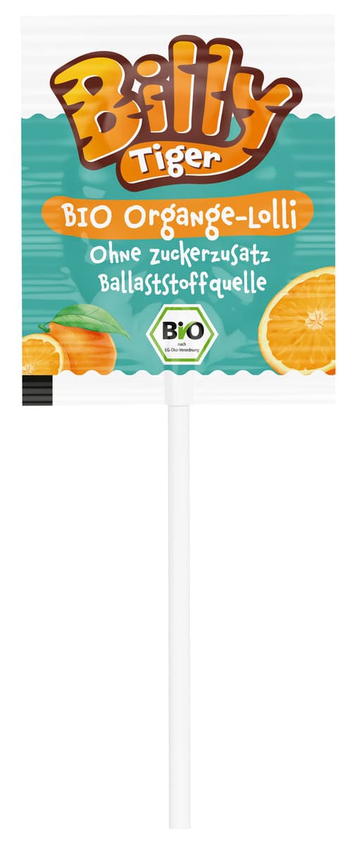 Billy Tiger Bio Orange-Lolli ohne Zuckerzusatz