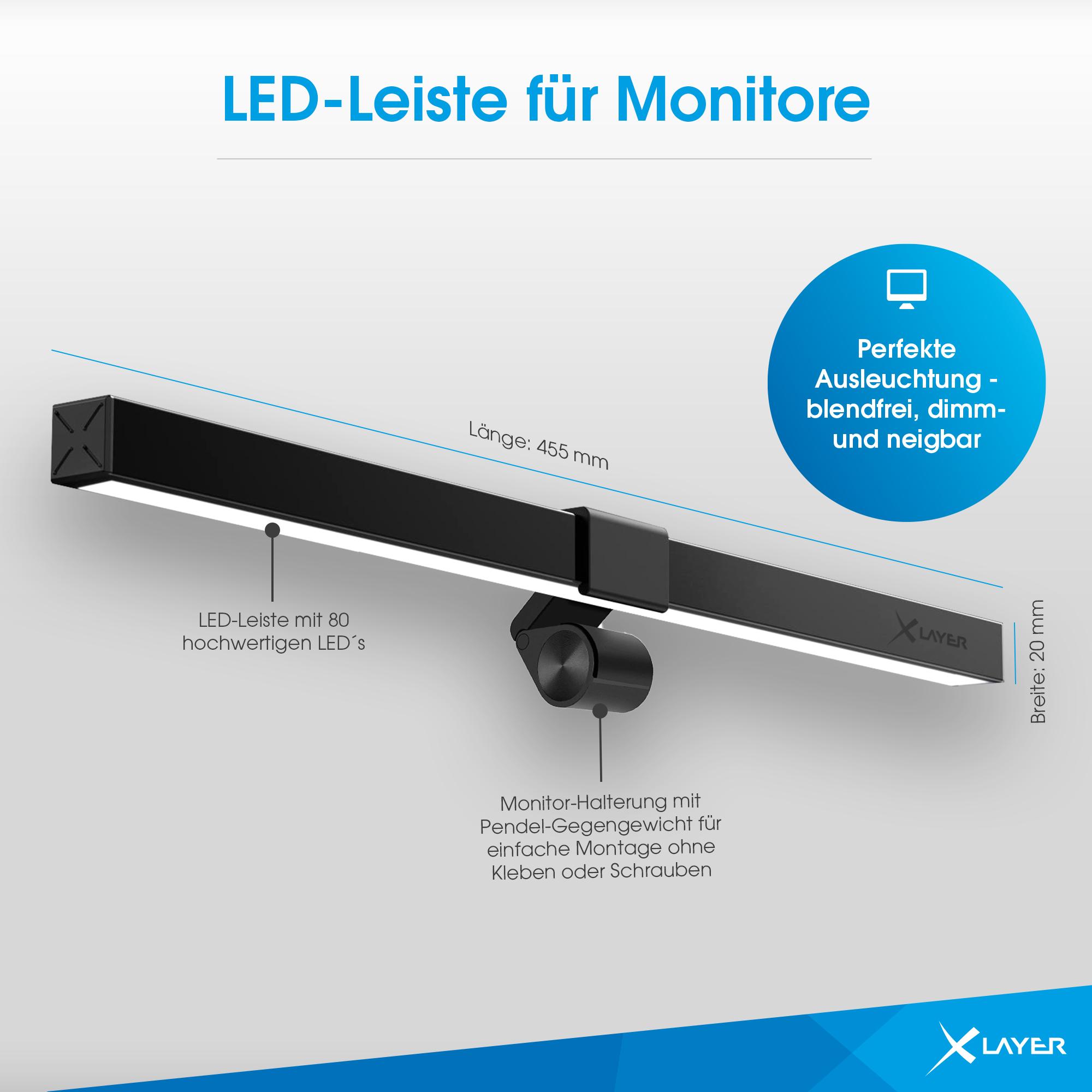 Produktbild XLayer LED Monitor Lampe Warm- und Kaltweiß, Dimmbar 6,5W Schwarz 5 von 8