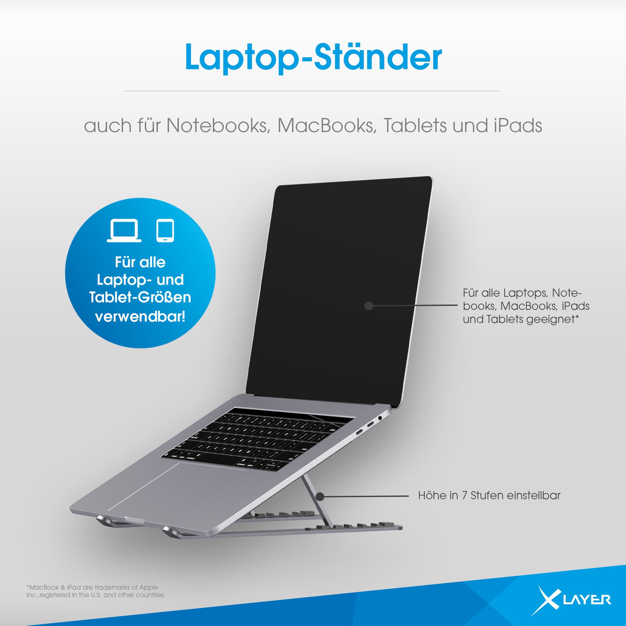 Produktbild XLayer Laptop Ständer klapp- und faltbar Space Grey 4 von 7