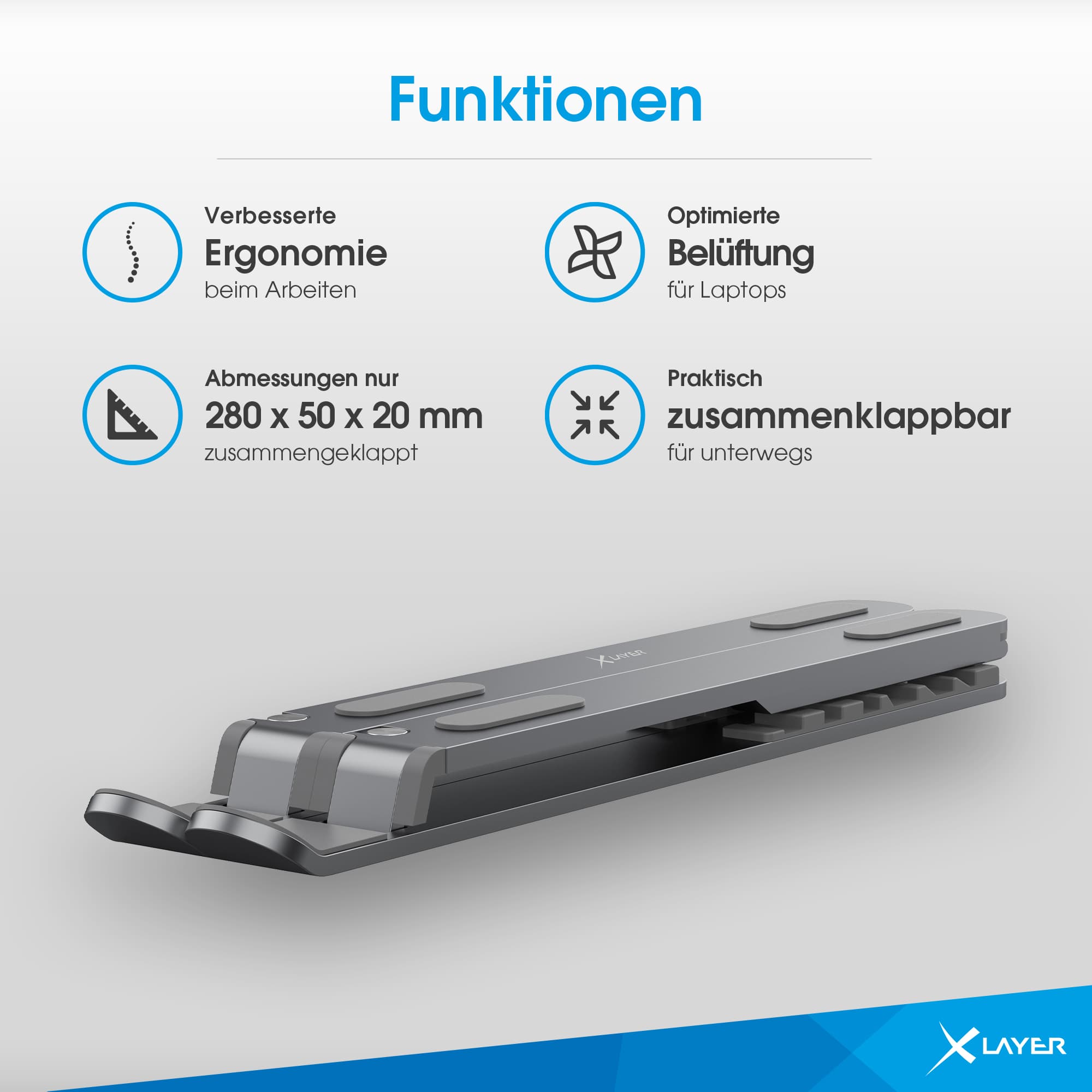 Produktbild XLayer Laptop Ständer klapp- und faltbar Space Grey 5 von 7