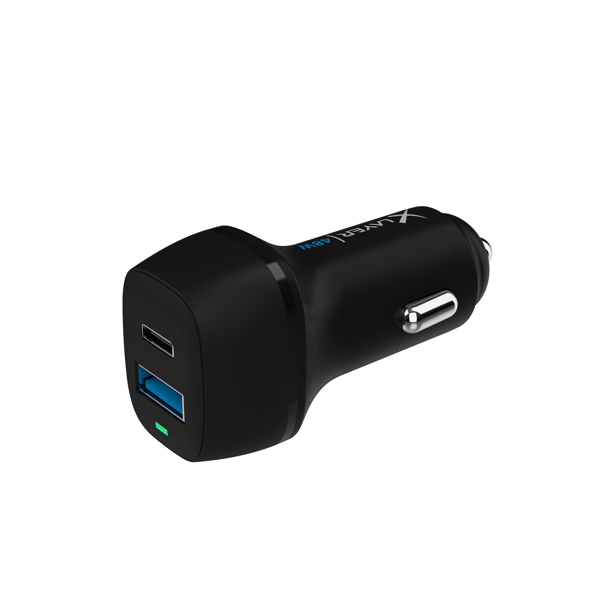 Kfz-Ladegerät XLayer Dual 48W mit USB Typ C PD 30W & USB Typ A QC 18W schwarz   